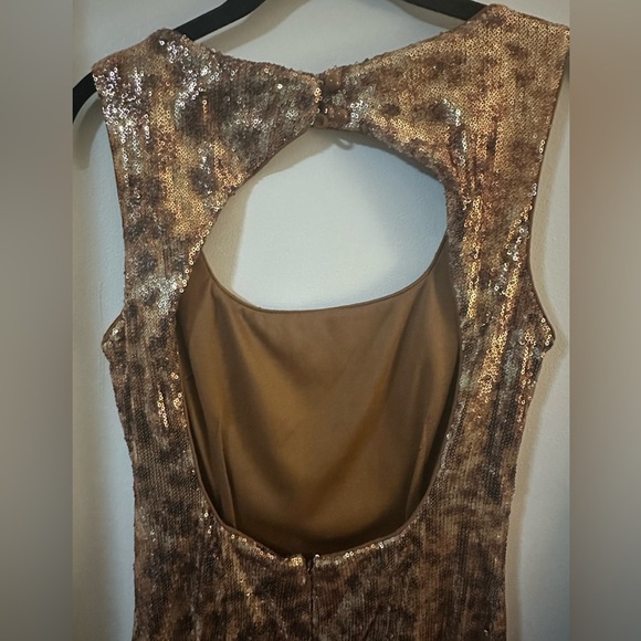 NWT Vintage Gold Sequin Animal Print Cheetah Caché Minidress Open Back - Picture 5 of 10